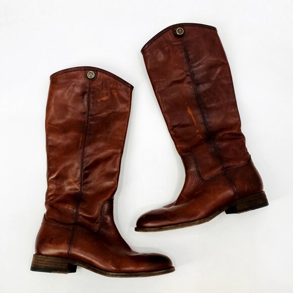 Frye Brown Leather Pull on Riding Boots - Picture 1 of 6